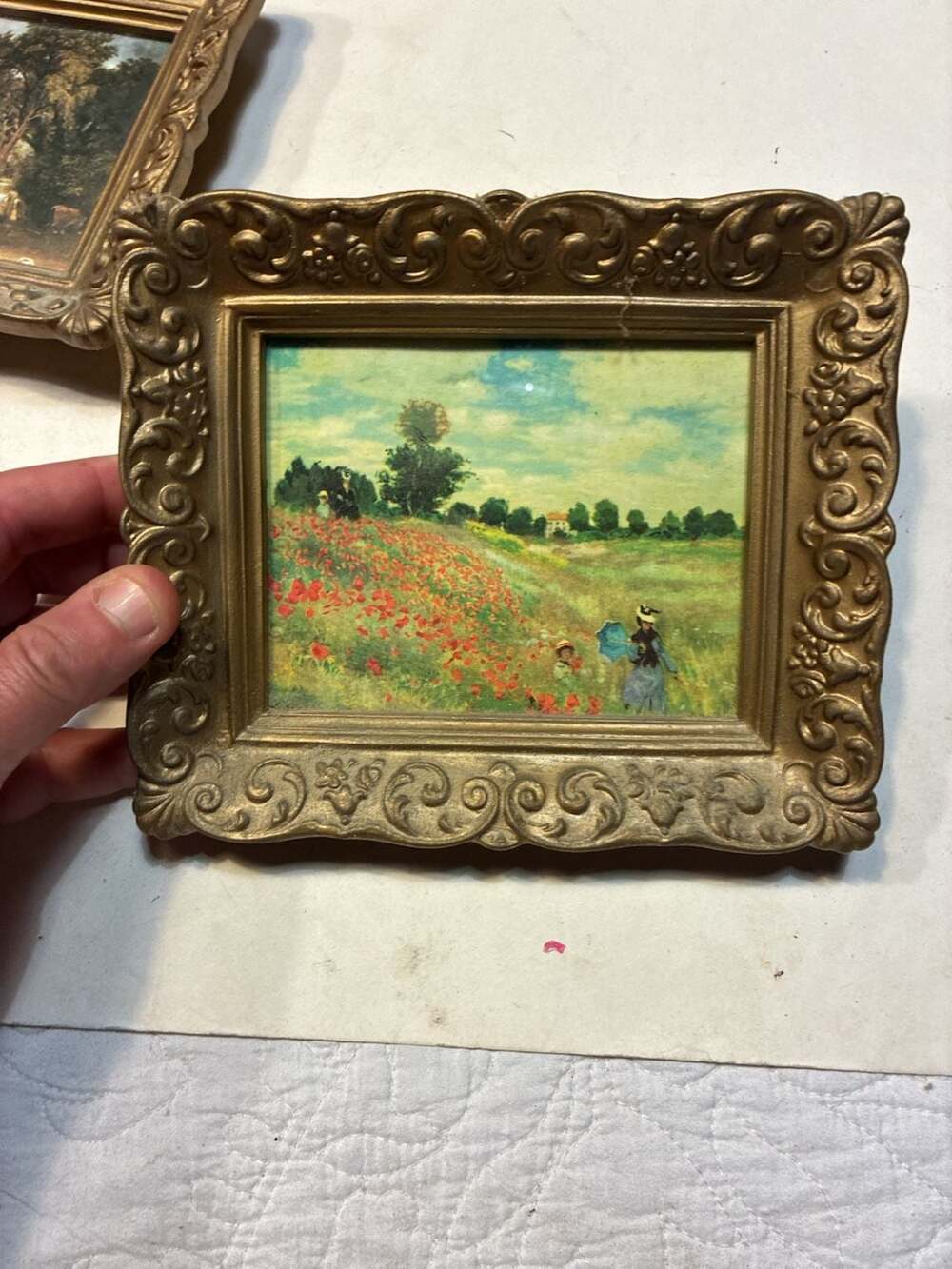 Claude Monet Poppies at Argenteuil Vintage Art Print in Ornate Gold Frame